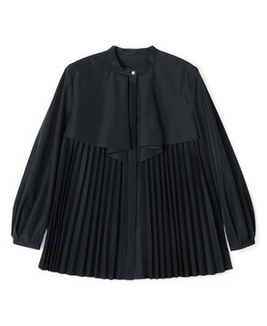 プリーツコンビ フロントドレープブラウス