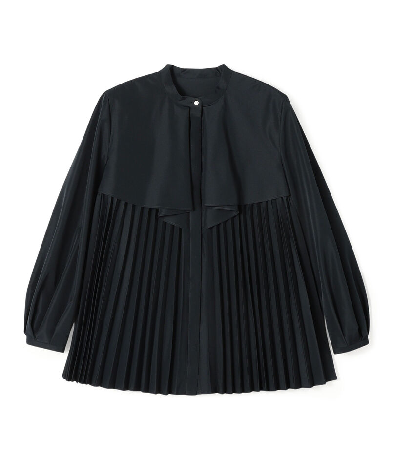 プリーツコンビ フロントドレープブラウス