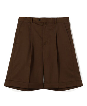ウールポリエステルツイル バレルワイドショートパンツ