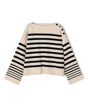 パネルボーダー ボートネックプルオーバー