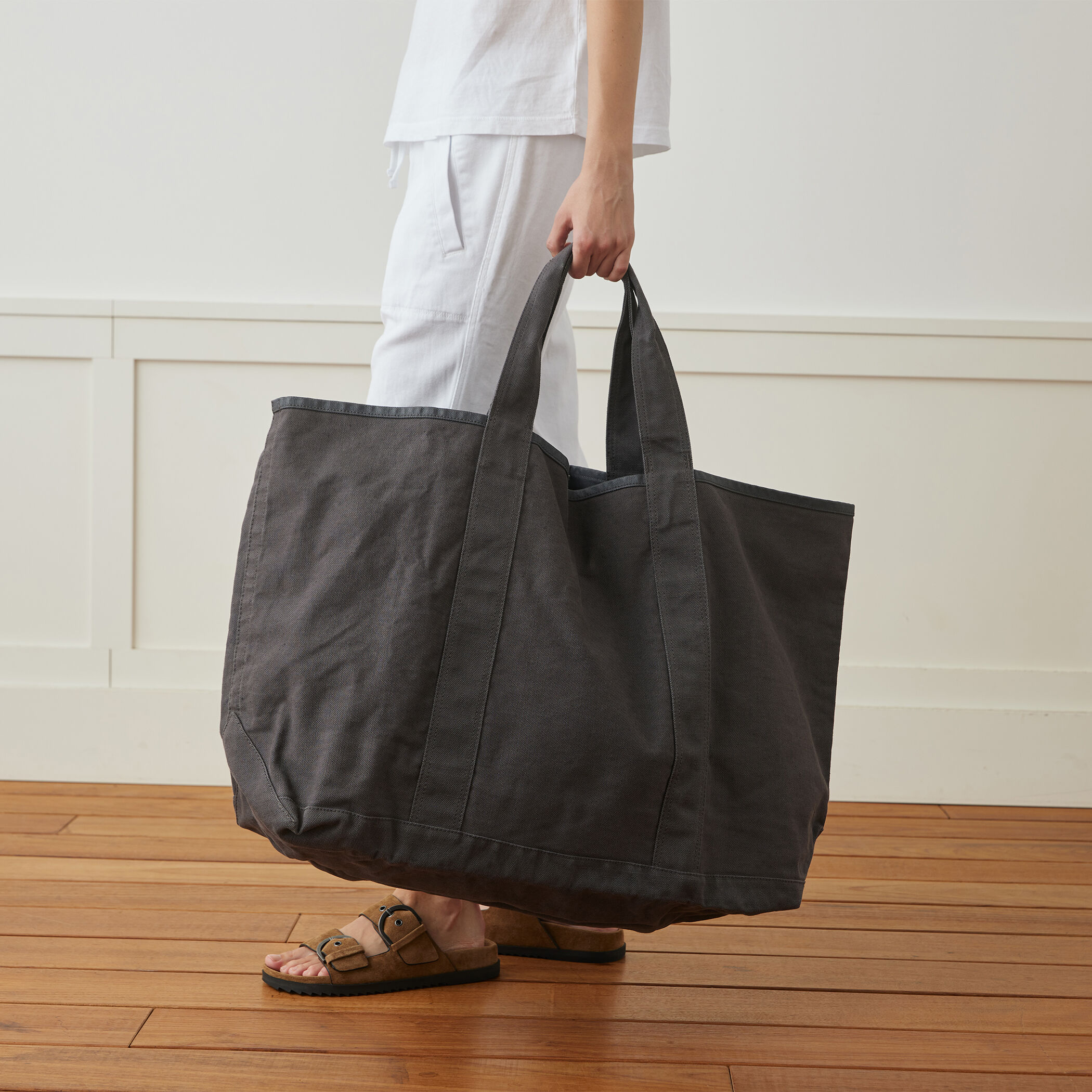 JAMES PERSE ジェームスパース 黒キャンバストートバッグ グレー コットンリネン キャンバストートバッグ LARGE AMF0016