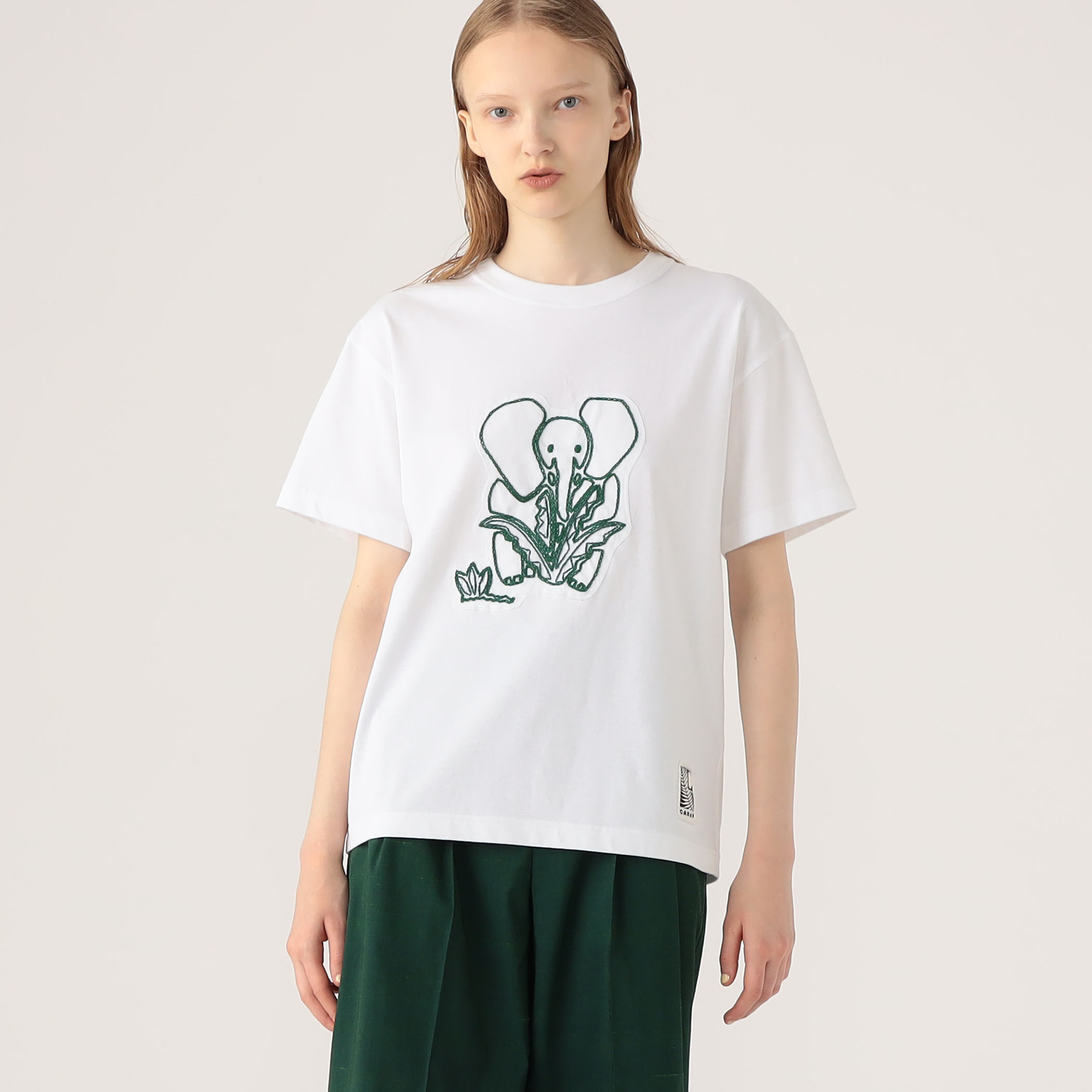 トゥモローランド   エンブロイダリー  レースコンビTシャツS ボタニカルエンブロイダリー ハーフスリーブTシャツ｜トゥモローランド