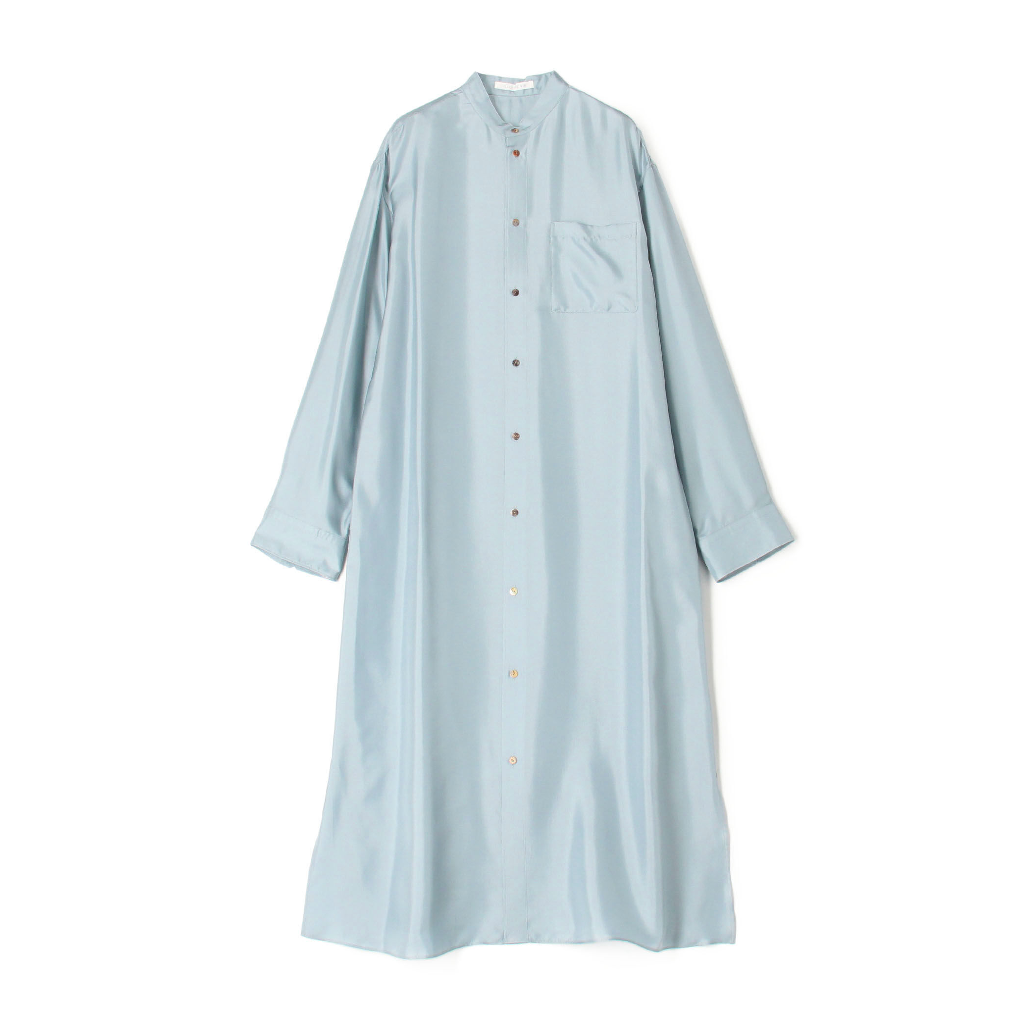 MORE10%OFF対象〉シルクツイル バンドカラーシャツワンピース