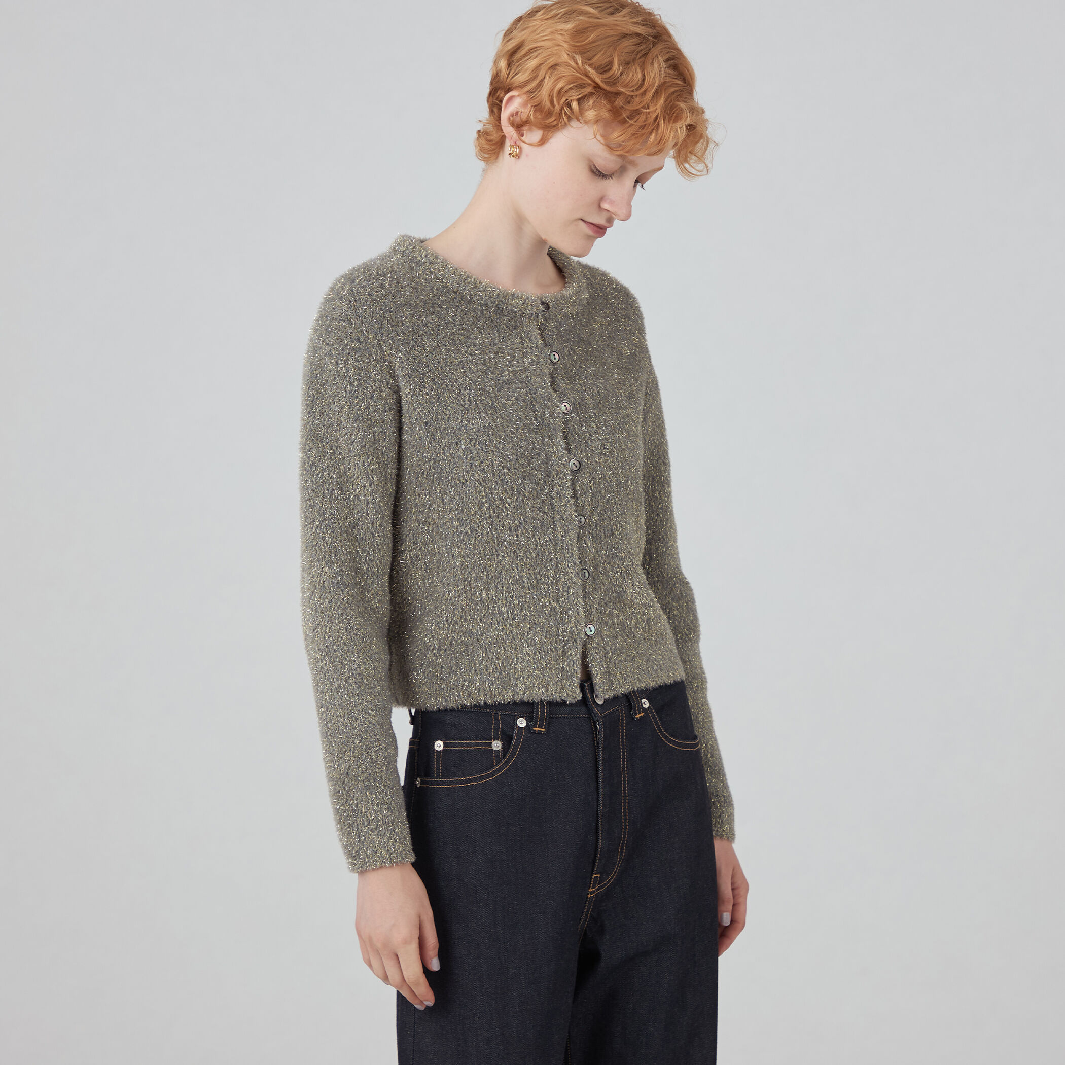 ルレックスシェニール クルーネックカーディガン｜トゥモローランド