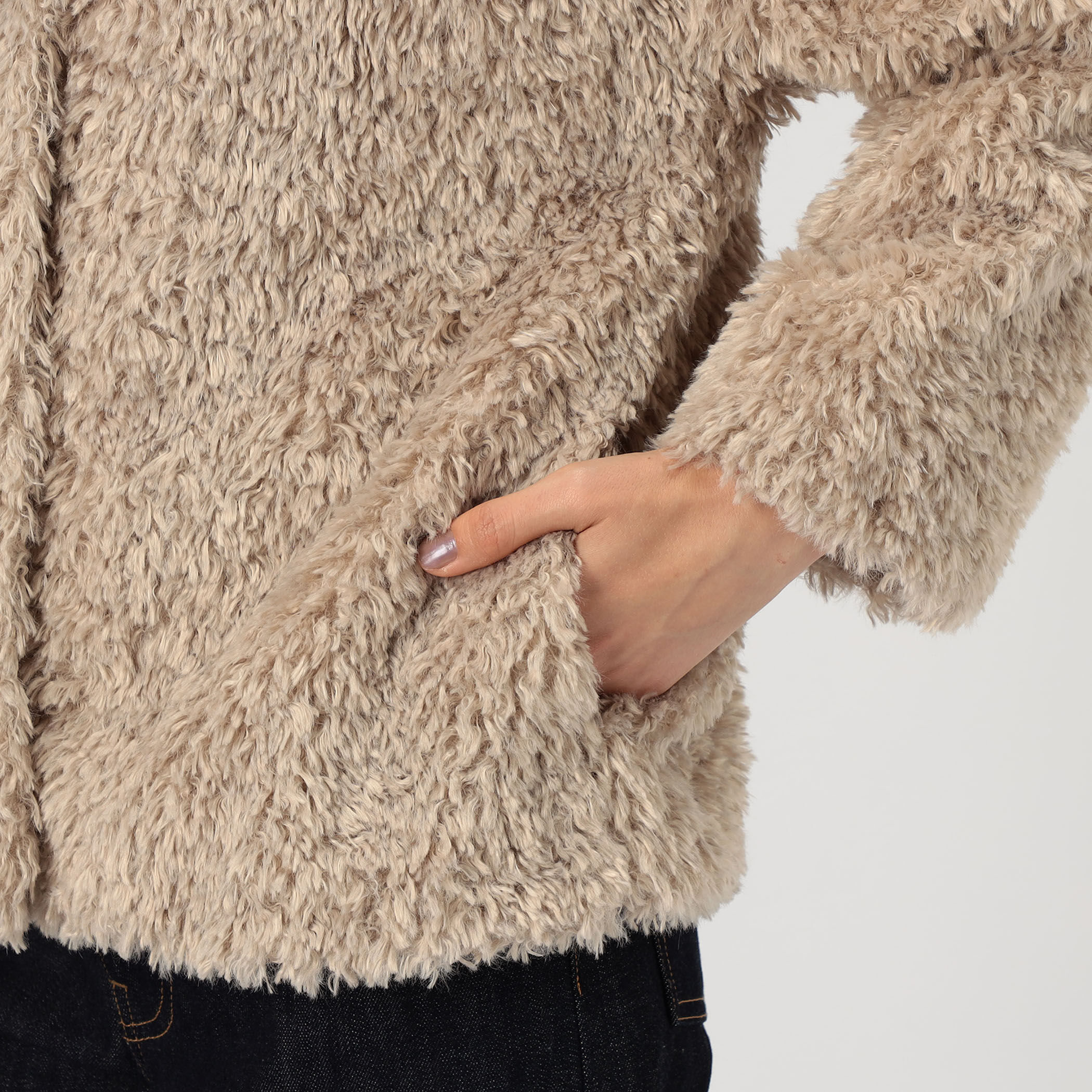 HERNO カーリーエコファー レザーベルトブルゾン｜トゥモローランド