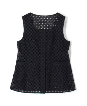 コモンフラワーエンブロイダリー Uネックジレブラウス