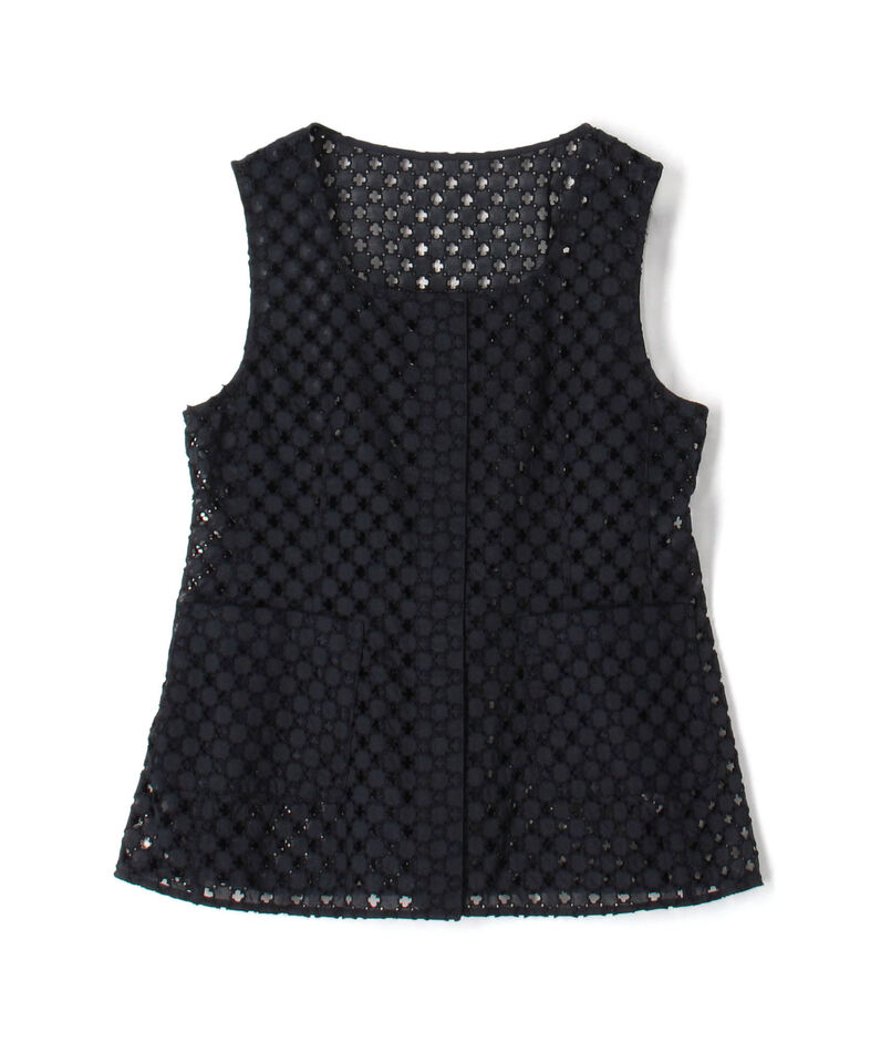 コモンフラワーエンブロイダリー Uネックジレブラウス