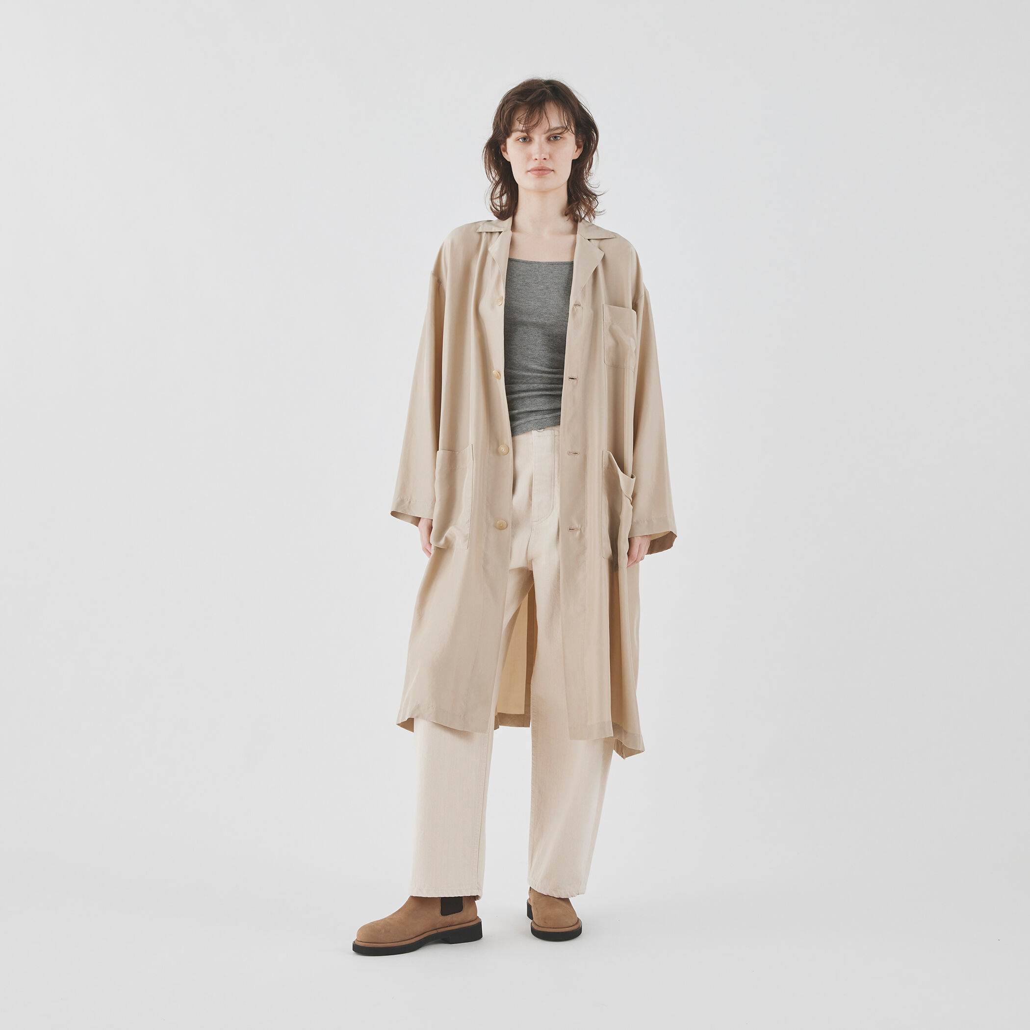美品 2022 GALERIE VIE コットンシルク フーデッドコート 36 ダブルフェイス フーデットコート | GALERIE VIE (Women
