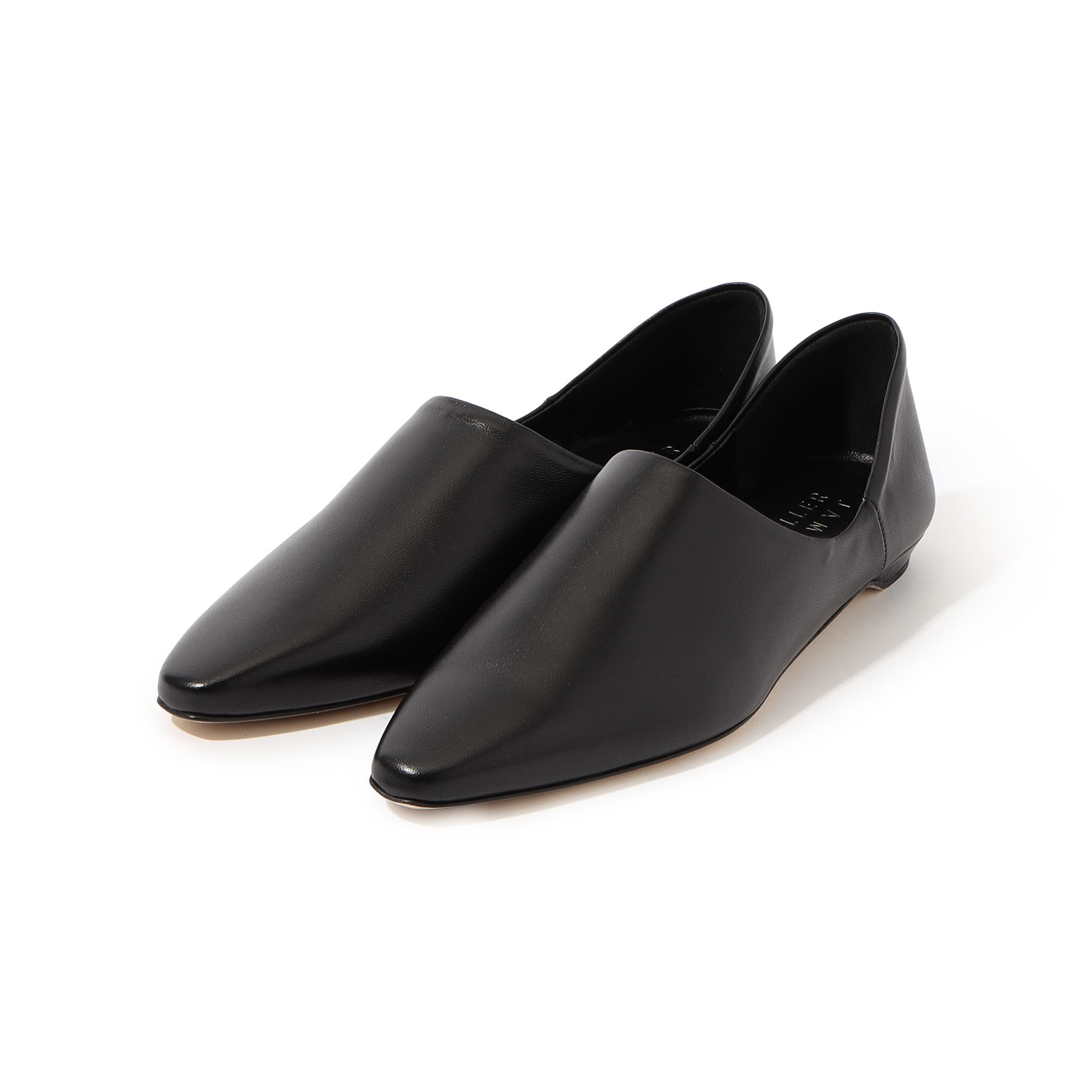 トゥモローランド 24cm　アーモンドトゥ　バレーシューズ　レザー　ブラック　黒 PARASHOE 本革 プレーントゥ ビジネスシューズ 黒 3E（EEE）22cm