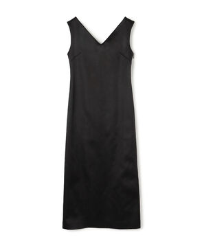 ナイロンハイカウントダブルクロス Vネックワンピース