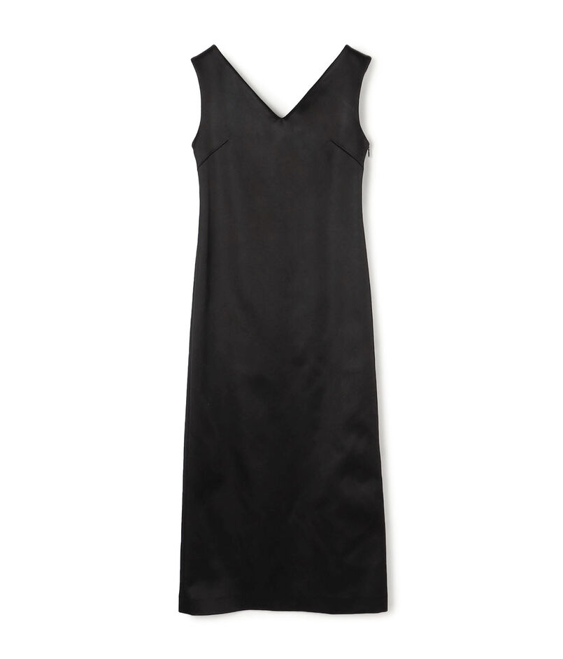 ナイロンハイカウントダブルクロス Vネックワンピース