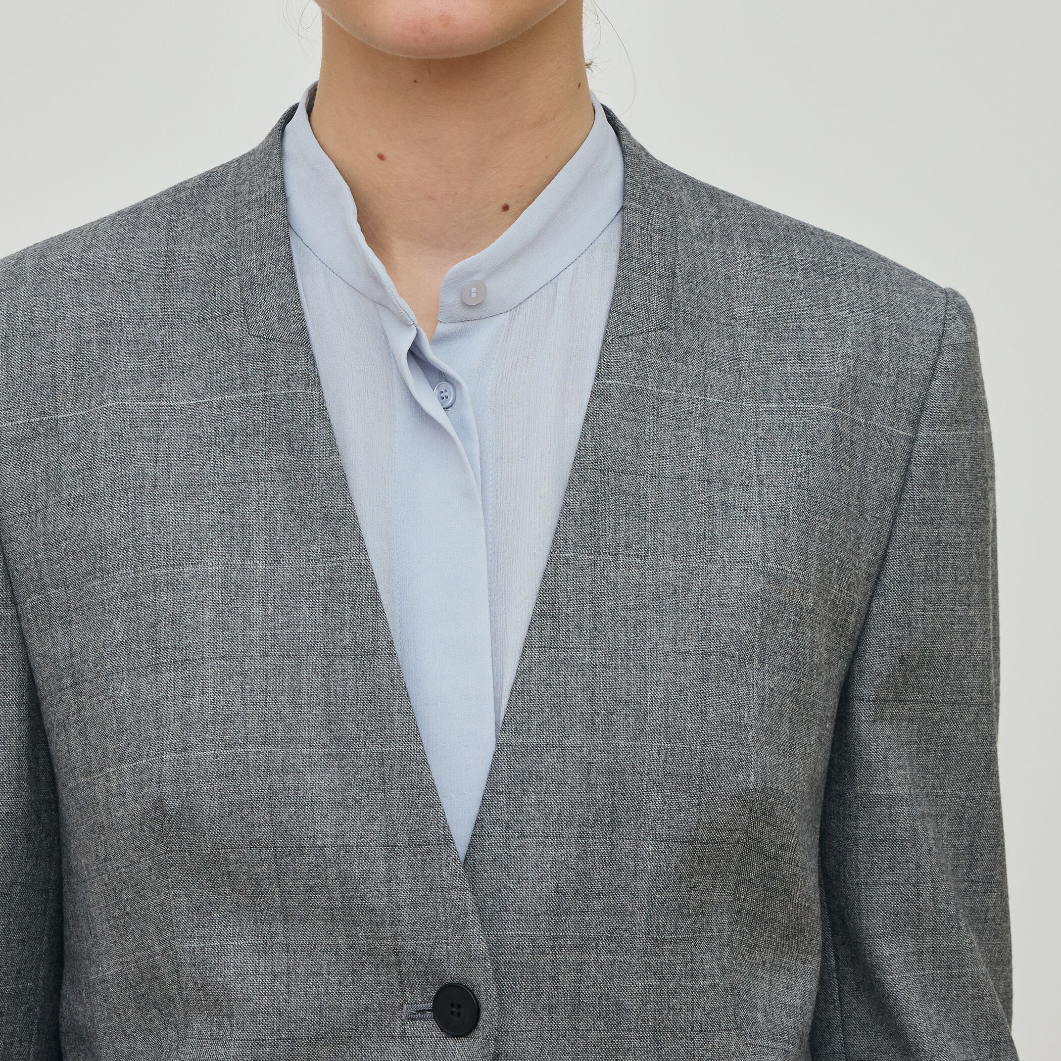 トゥモローランド ピルグリム ノーカラージャケット ウールフランネル キャメル トゥモローランド ピルグリム ノーカラージャケット ウール