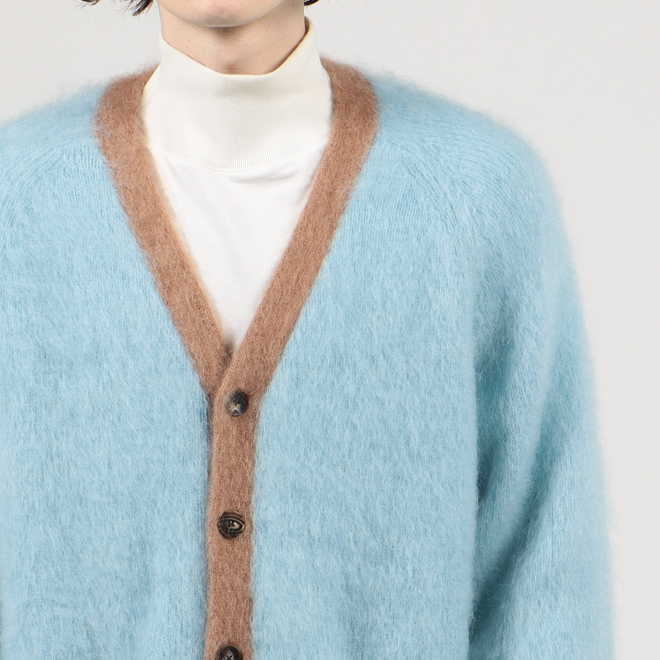 □CABaN モヘヤ Vネックバイカラーカーディガン｜トゥモローランド