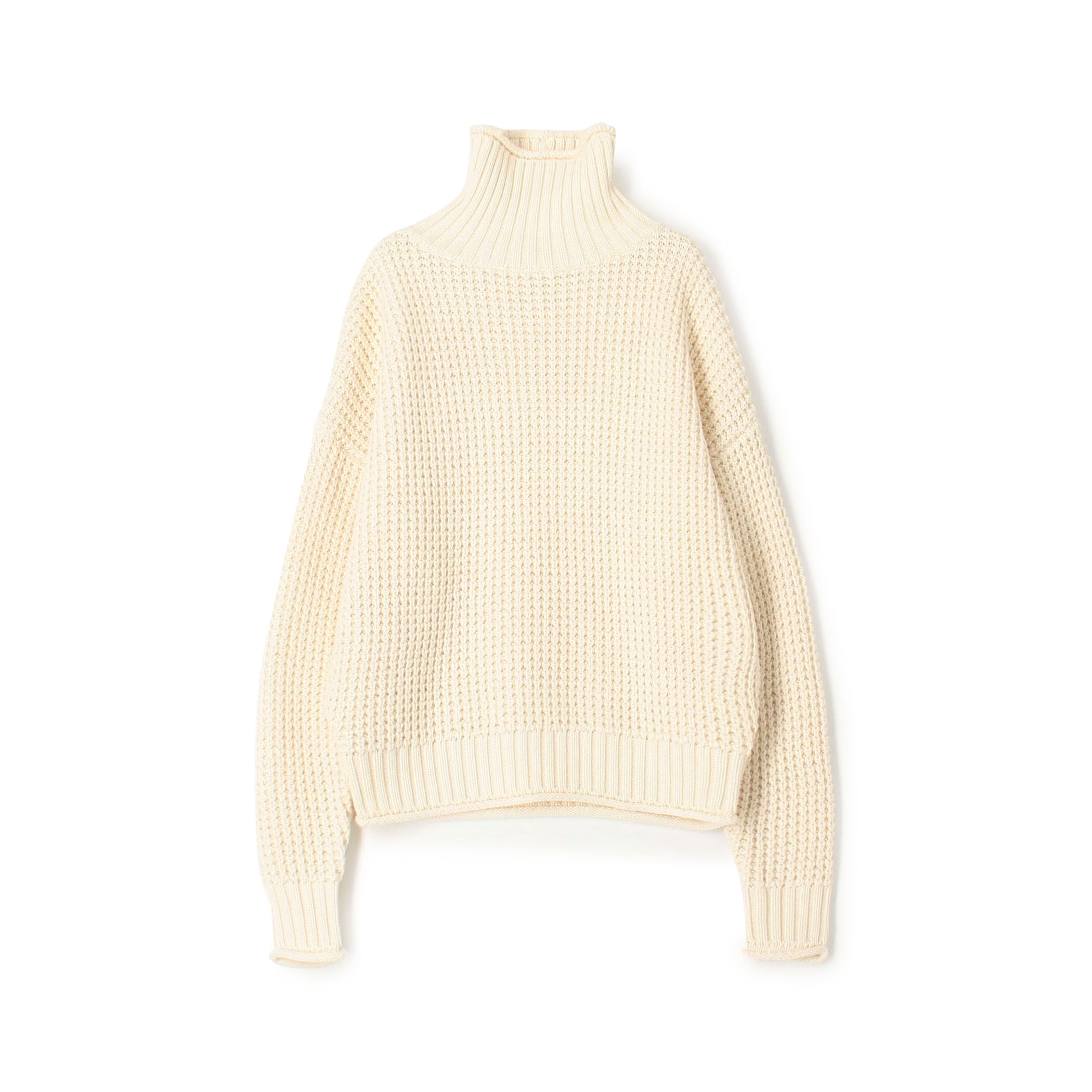 カオス　 コットンカシミヤ ニット プルオーバー Ｕネック モカ 茶色 コットンカシミヤワッフル タートルネックプルオーバー