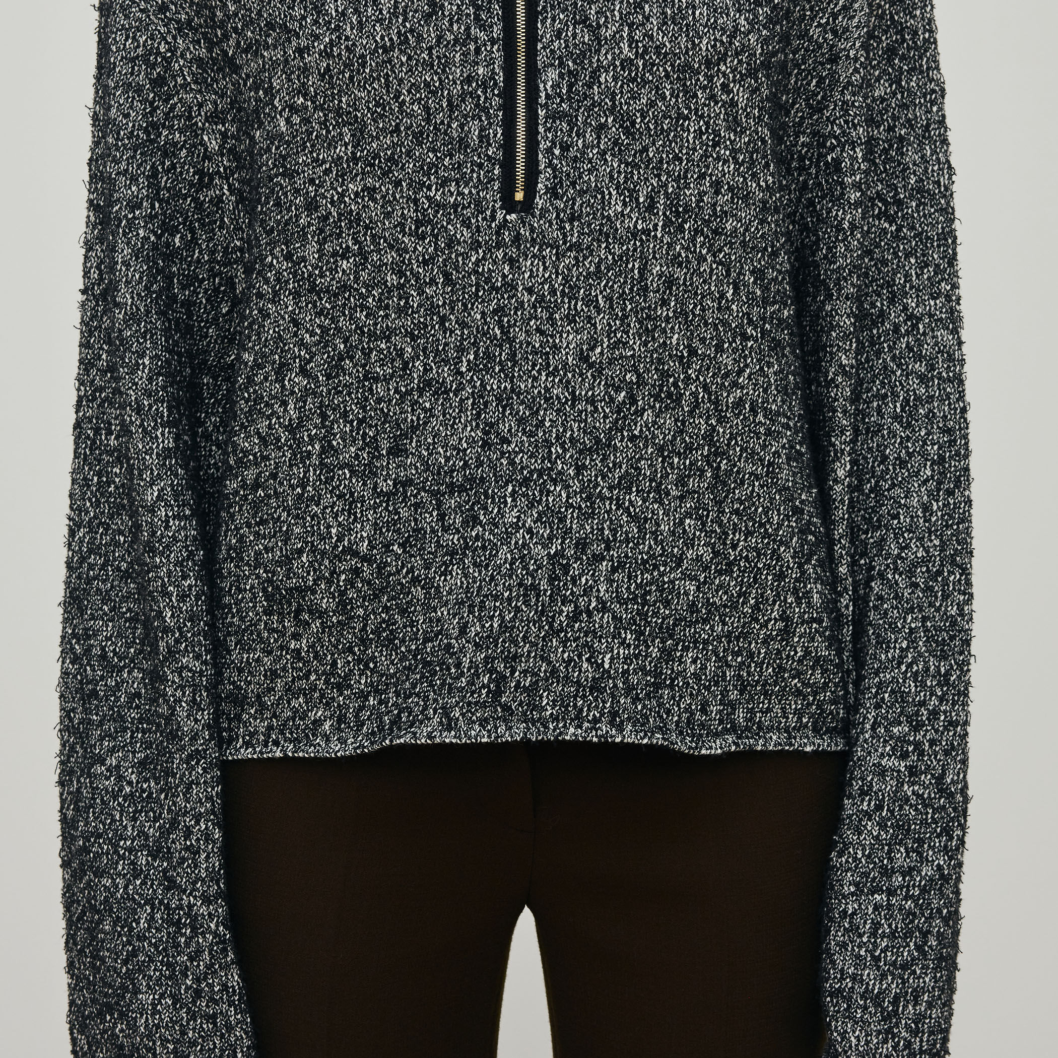 カード×カールヤーンニット ハーフジッププルオーバー