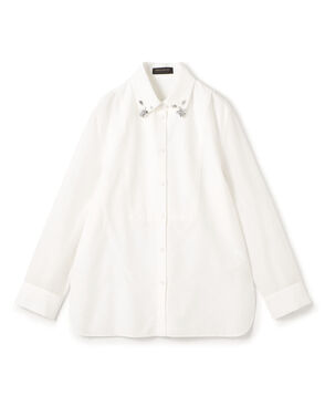 オーガンジーコンビ ビジューカラーシャツ