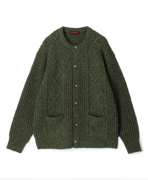 ウールネップ ケーブルカーディガン