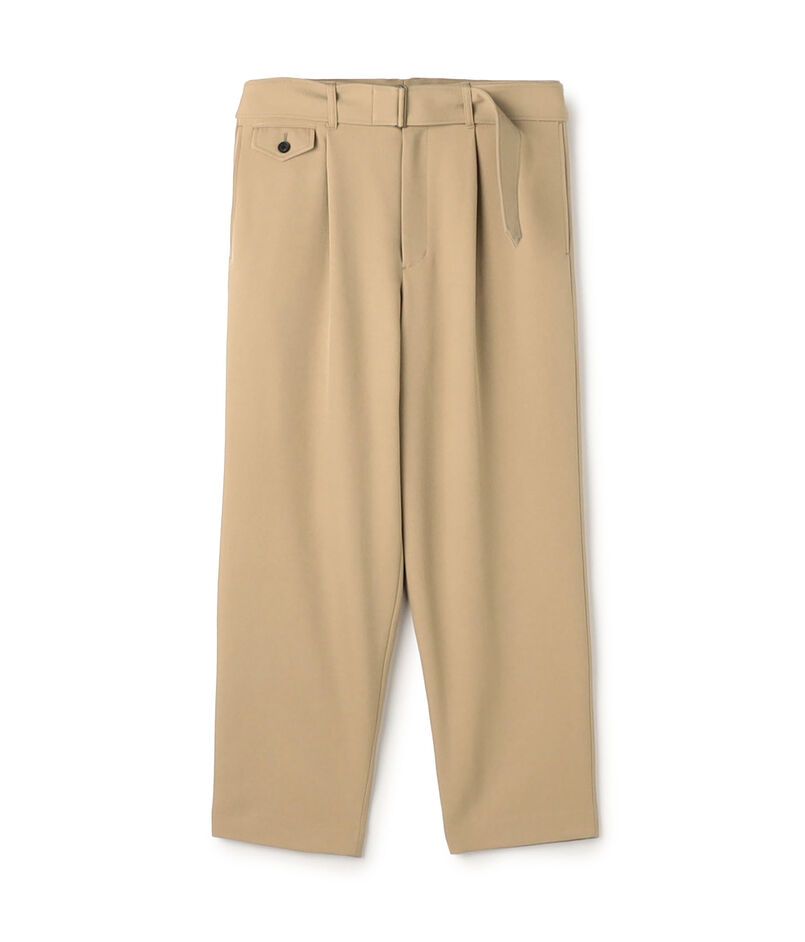 ウールギャバジン ベルテッドパンツ