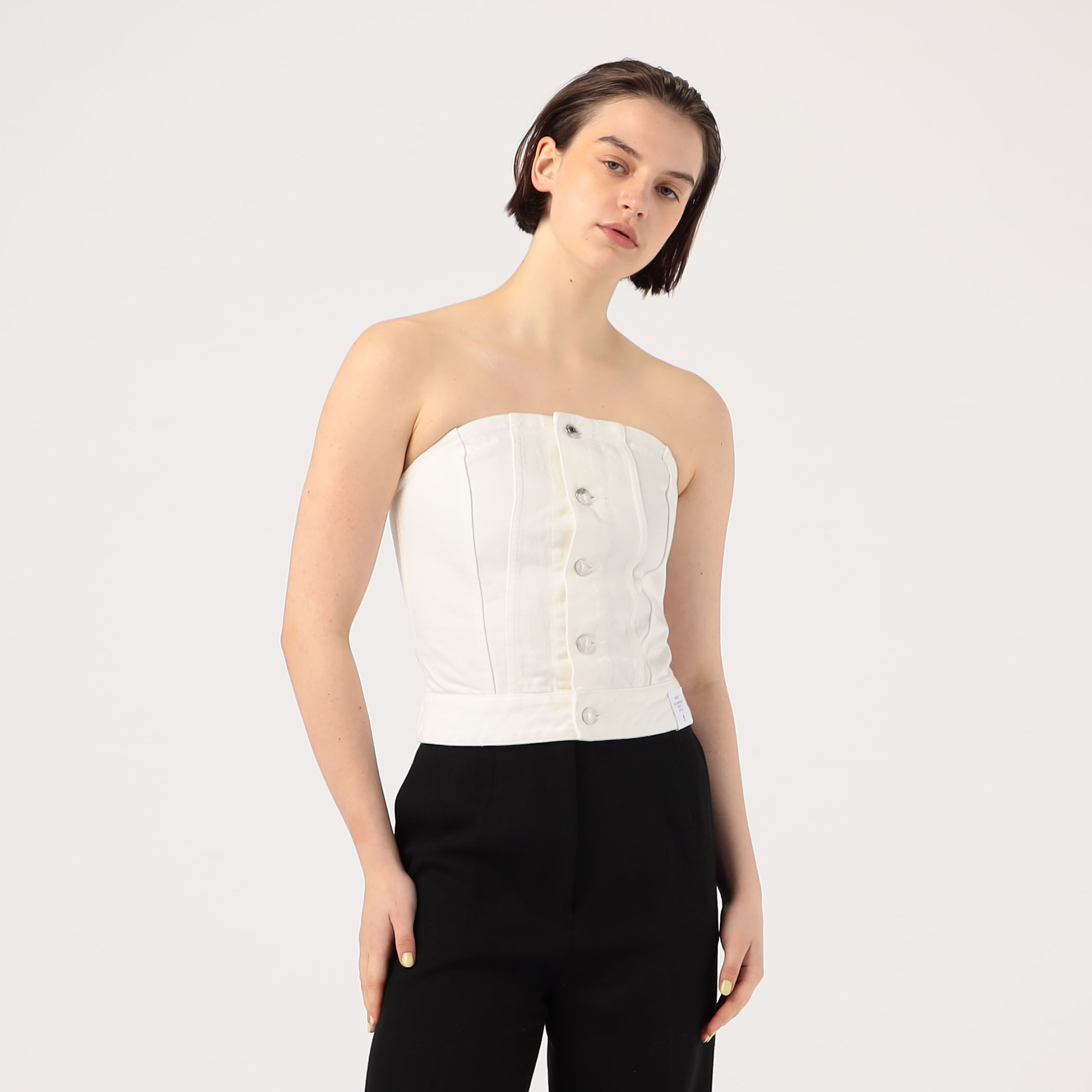 トップス HYKE TWILL STRAPLESS TOP HYKE】 TWILL STRAPLESS TOP