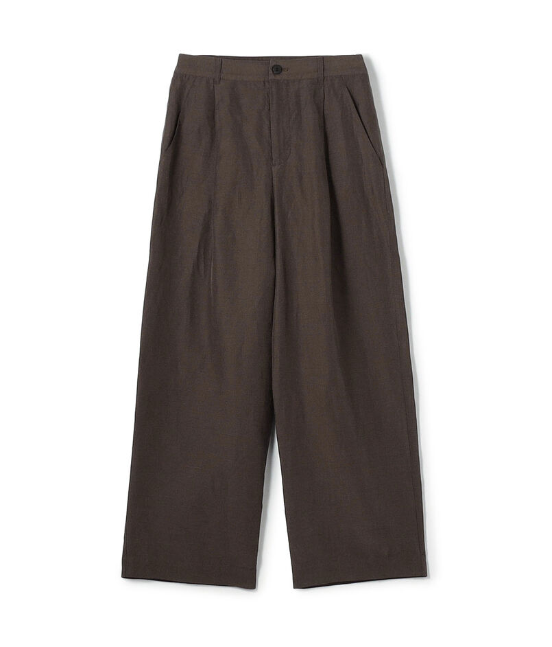 リネンキュプラシルクコンパクト タックパンツ