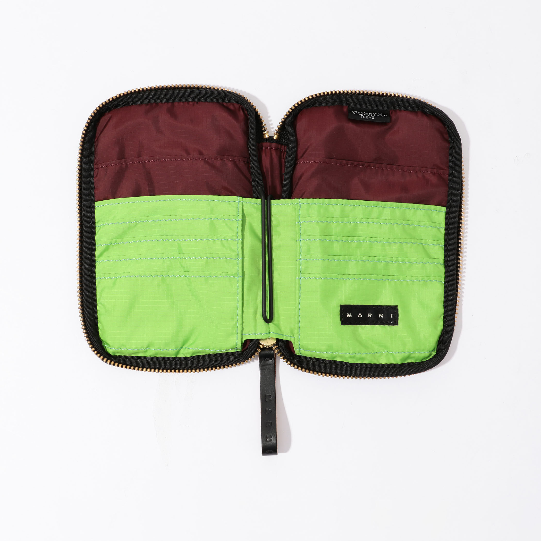 MARNI×PORTER ジップウォレット グリーン/ブラック