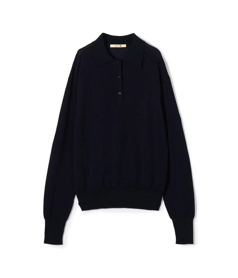 ダブルカラーピケ ワイドポロカラーロングスリーブ