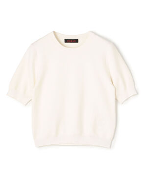 コットンカシミヤ クルーネックハーフスリーブプルオーバー