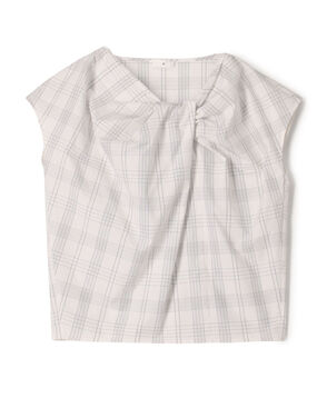 チェックアシンメトリックブラウス