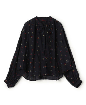 フルーロンエンブロイダリー ボウタイブラウス