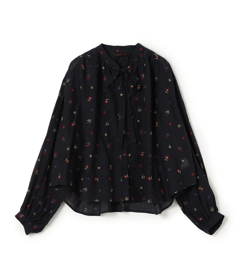 フルーロンエンブロイダリー ボウタイブラウス