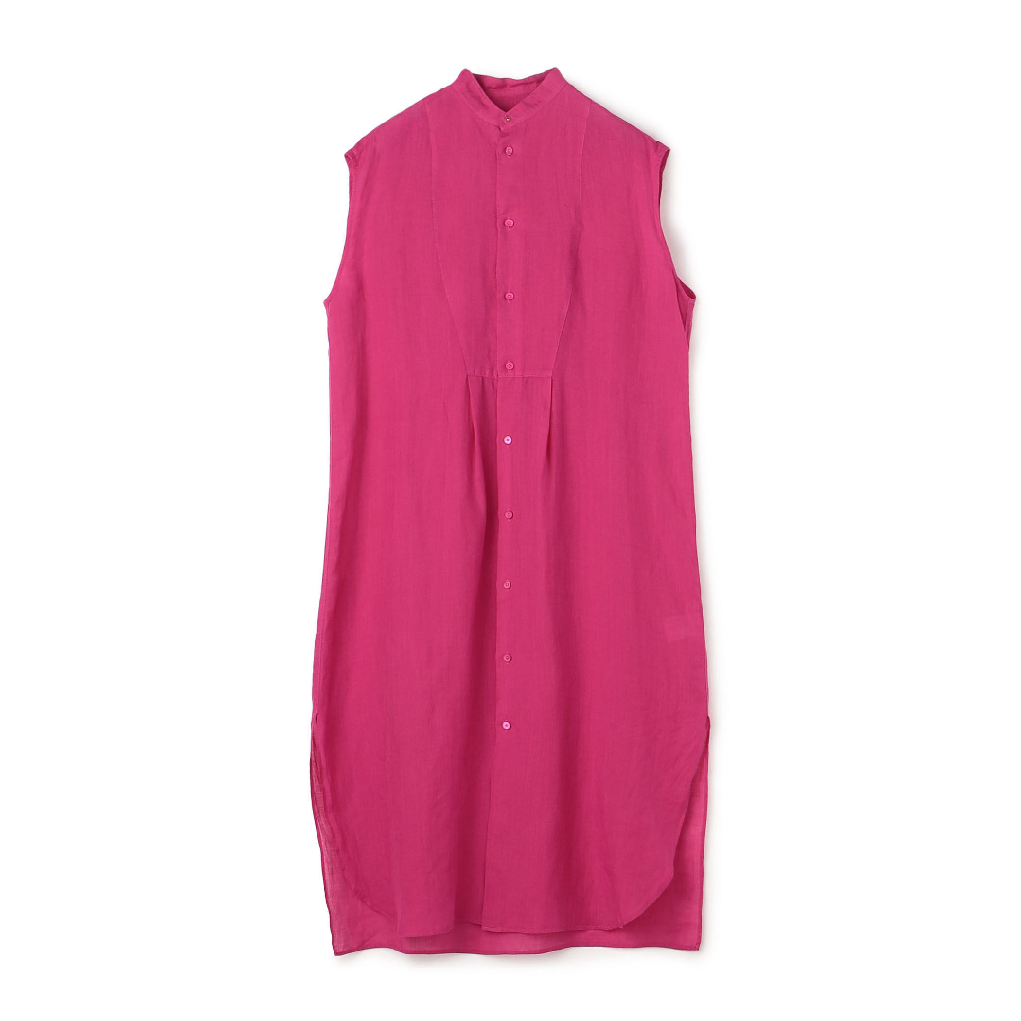 リネンラミーピースダイ バンドカラーシャツワンピース