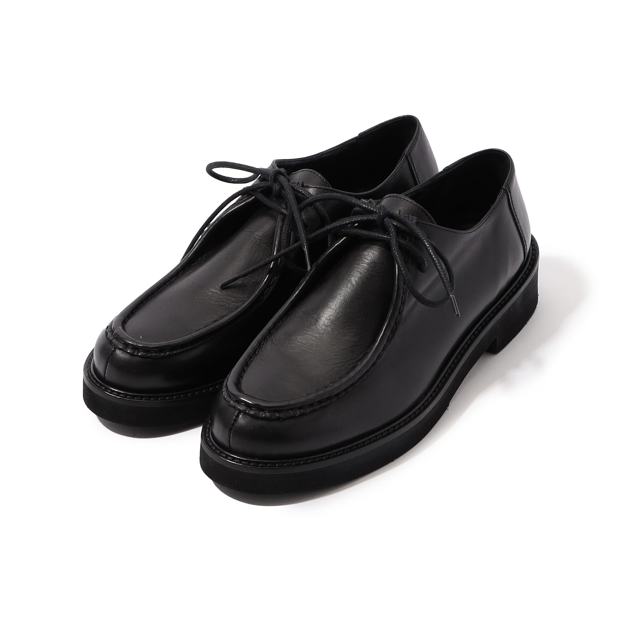 トゥモローランド 24cm　アーモンドトゥ　バレーシューズ　レザー　ブラック　黒 PARASHOE 本革 プレーントゥ ビジネスシューズ 黒 3E（EEE）22cm