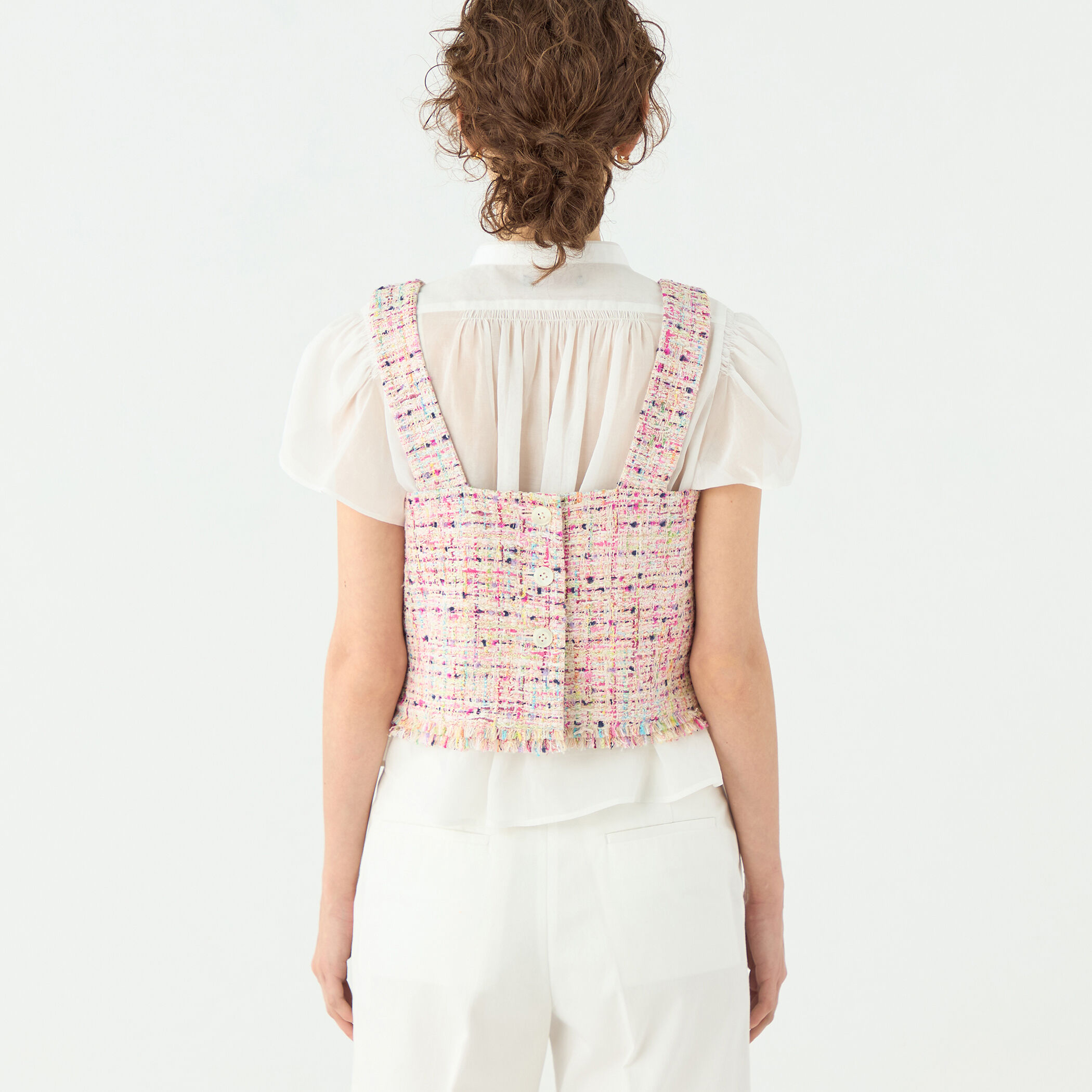 コロレファンシーツイード スクエアネックトップス｜トゥモローランド