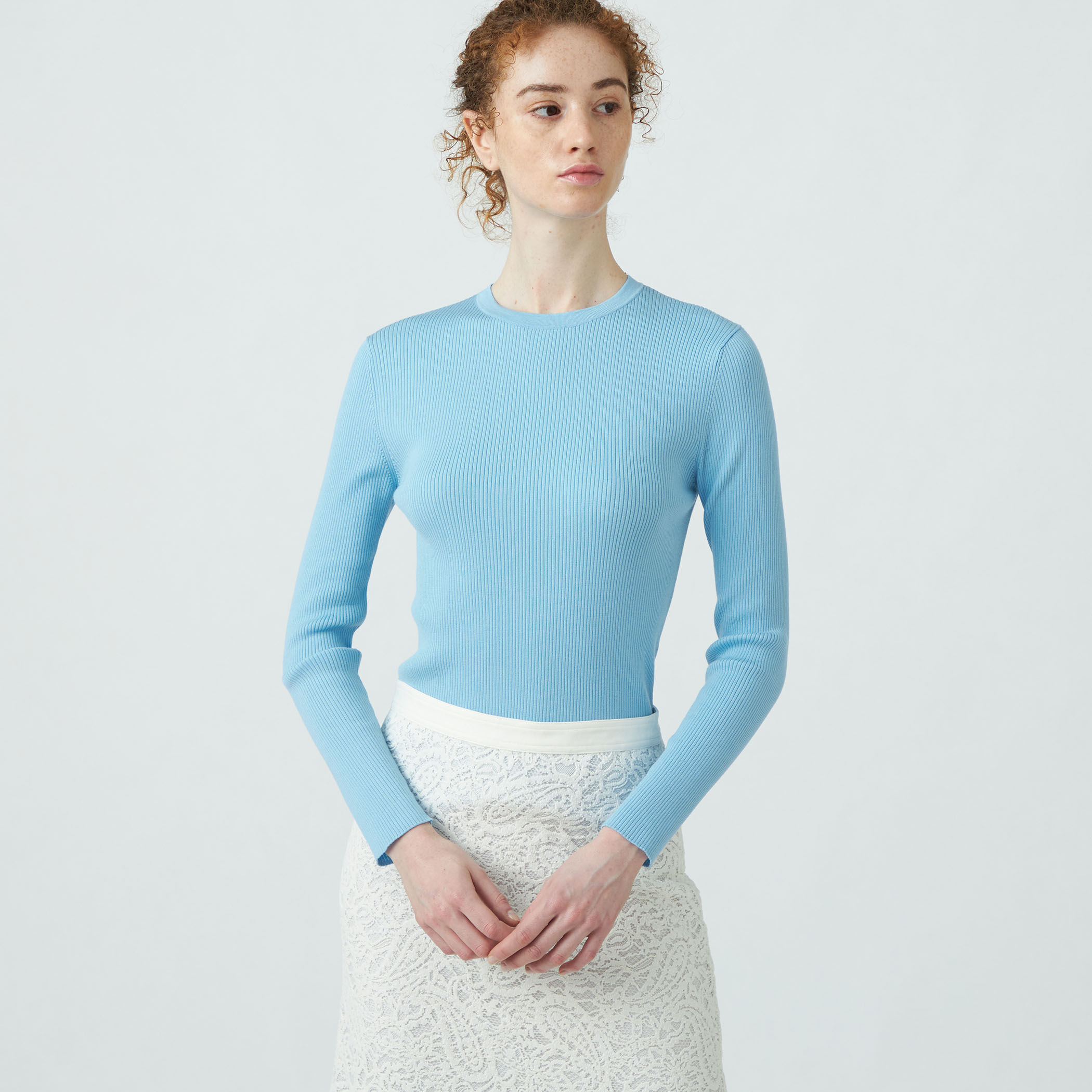 スーパーエクストラファインウールリブ クルーネックプルオーバー