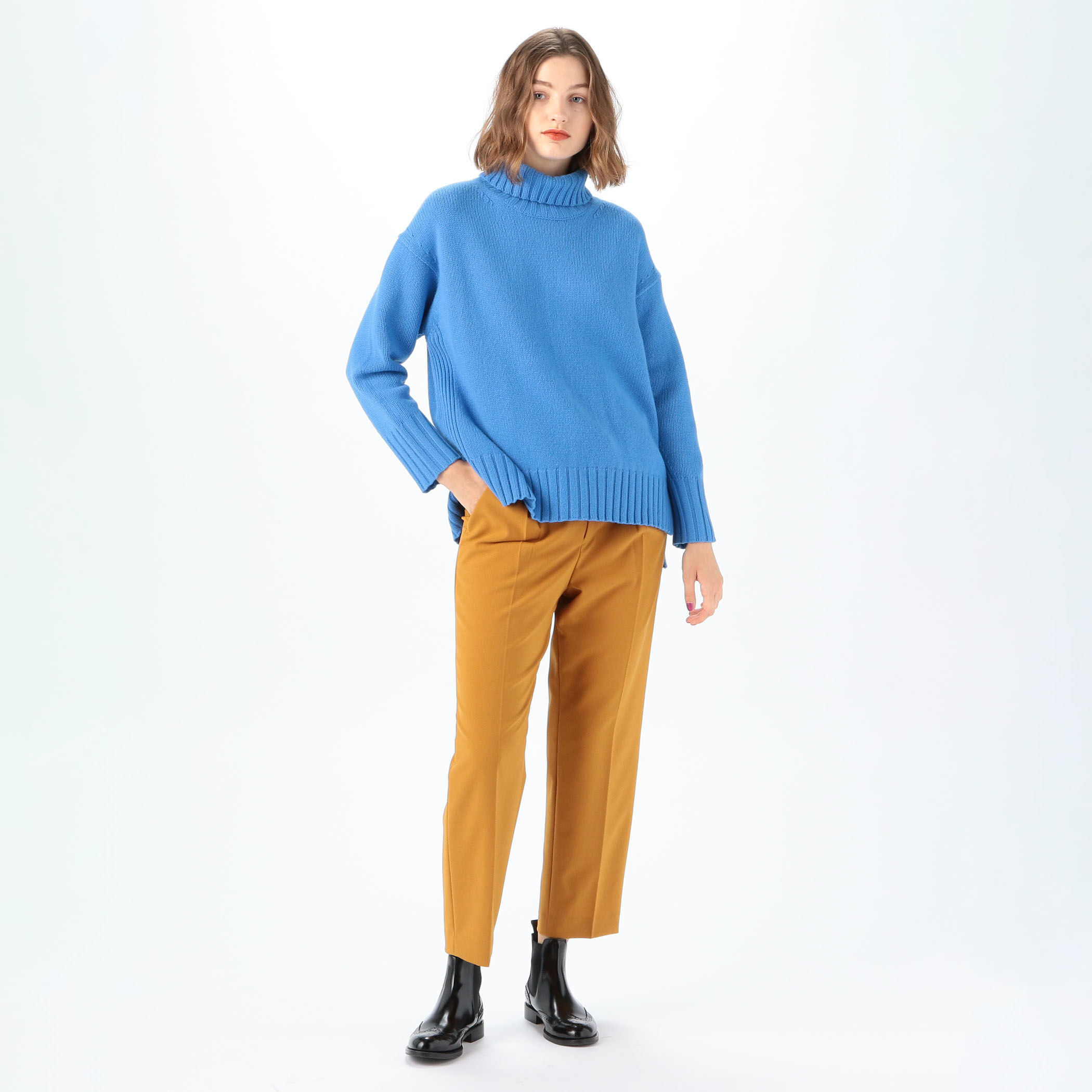 MACPHEE ストレッチポプリン フロントタックテーパードパンツ レディース ストレッチポプリン フロントタックテーパードパンツ