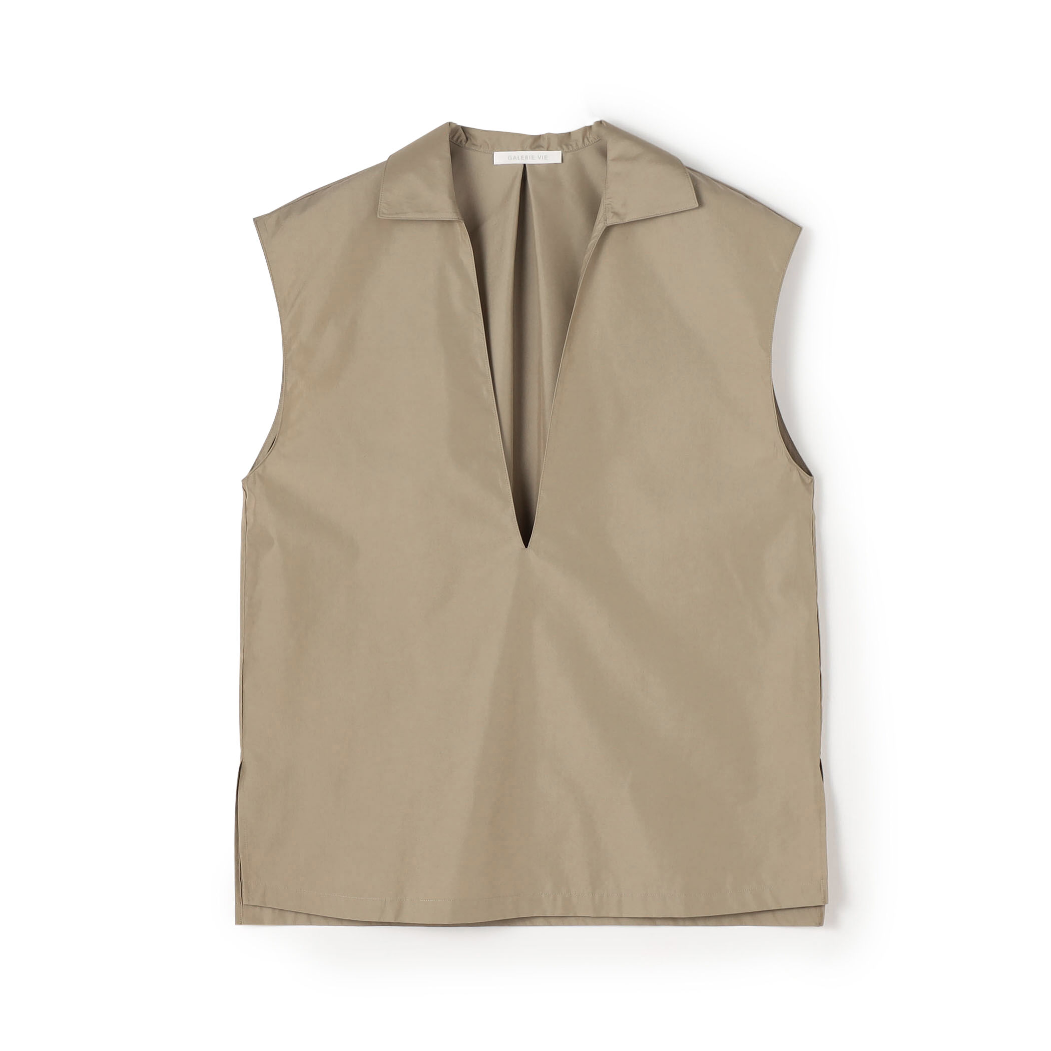 □コットンポリエステルウェザー ノースリーブシャツ