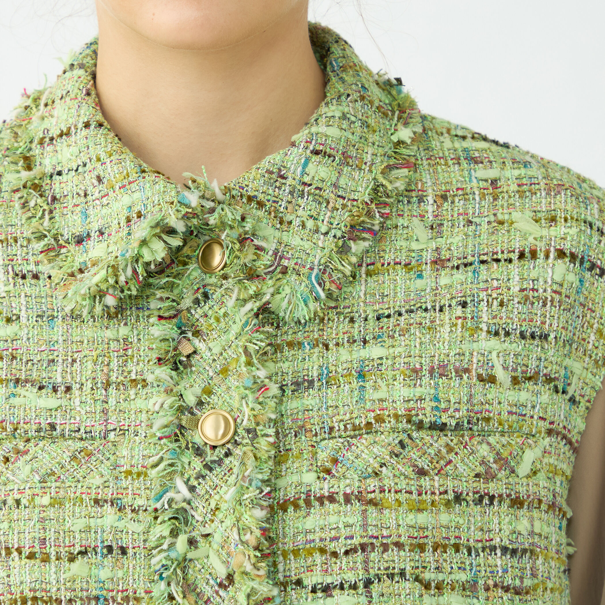 プレリーツイード ステンカラーショートジレ｜トゥモローランド 公式通販