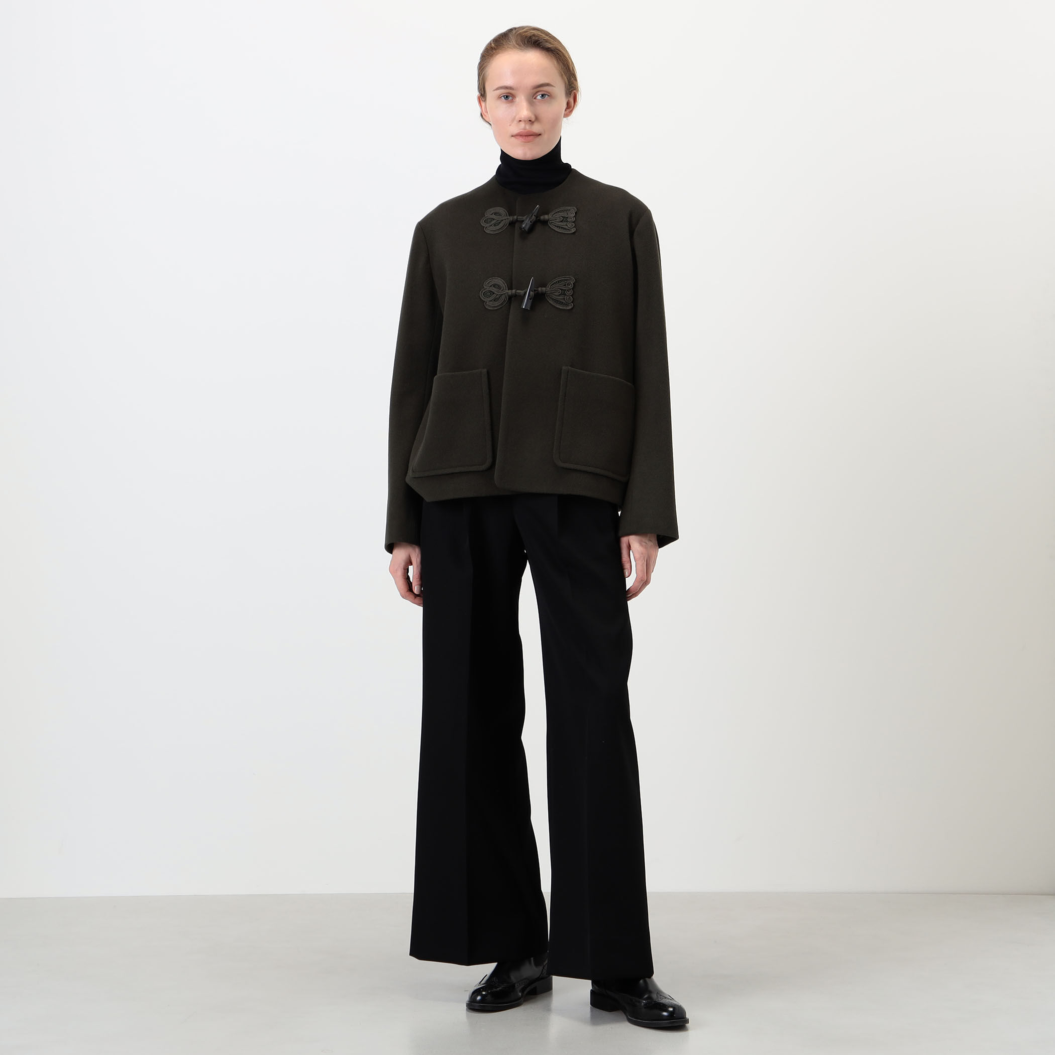 AD1992トリココムデギャルソン) セーラーカラーショート丈ダッフルコート黒 Mame Kurogouchi Cording Short Duffle Coat ダッフル ショートコート