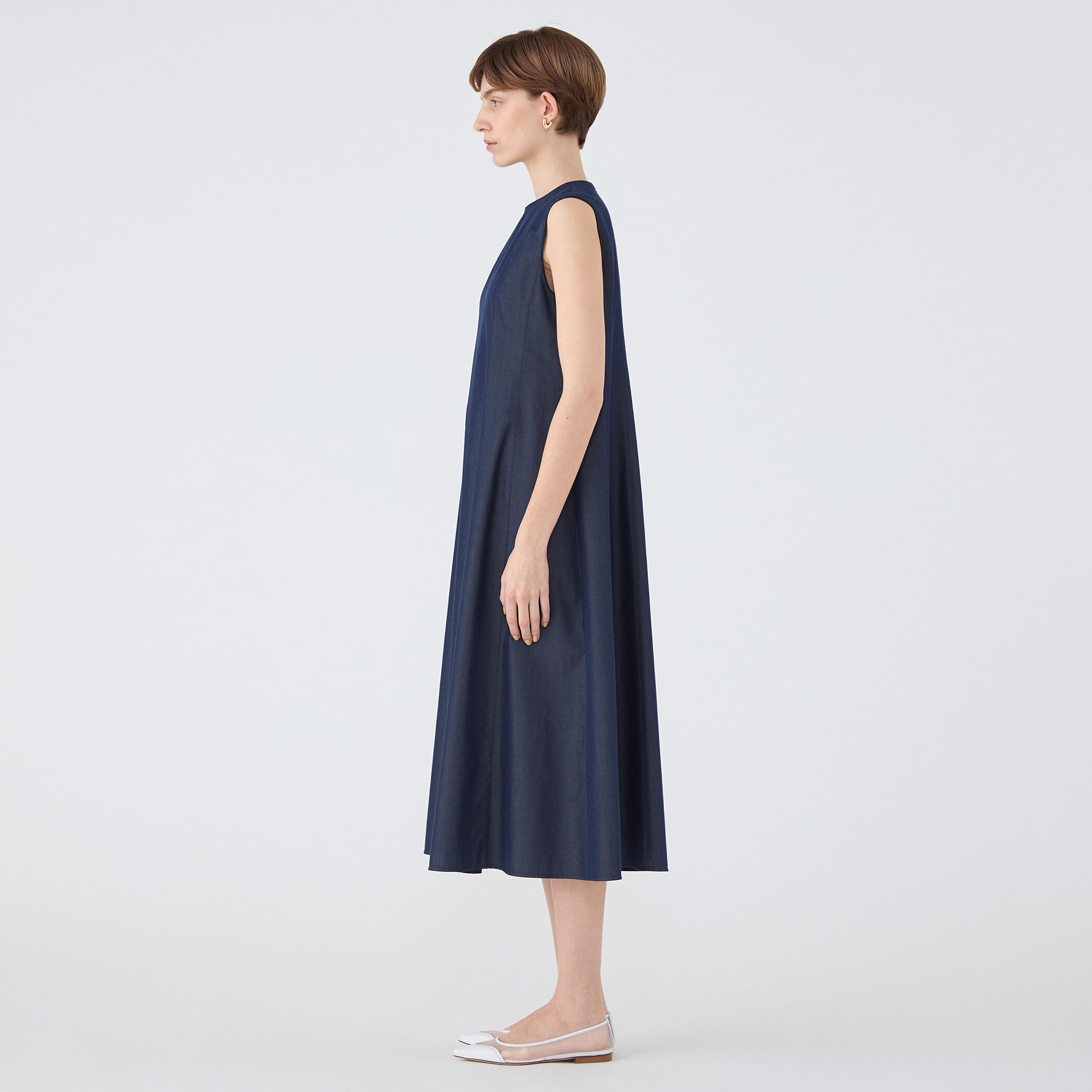 DT☆Intrend「LABILE」光沢コットンシルク モスリンドレス COTTON SILK KNIT DRESS（コットンシルクニットドレス）｜BIYOMA