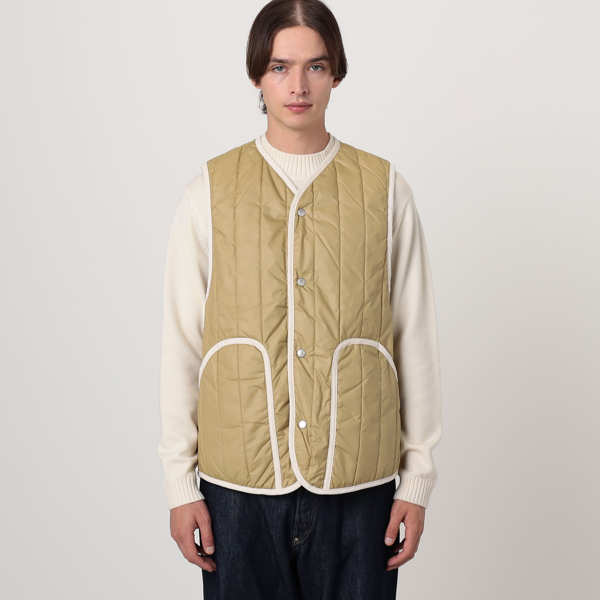 LAVENHAM STUDIO GILET ピグメントダイ バーティカルキルティング