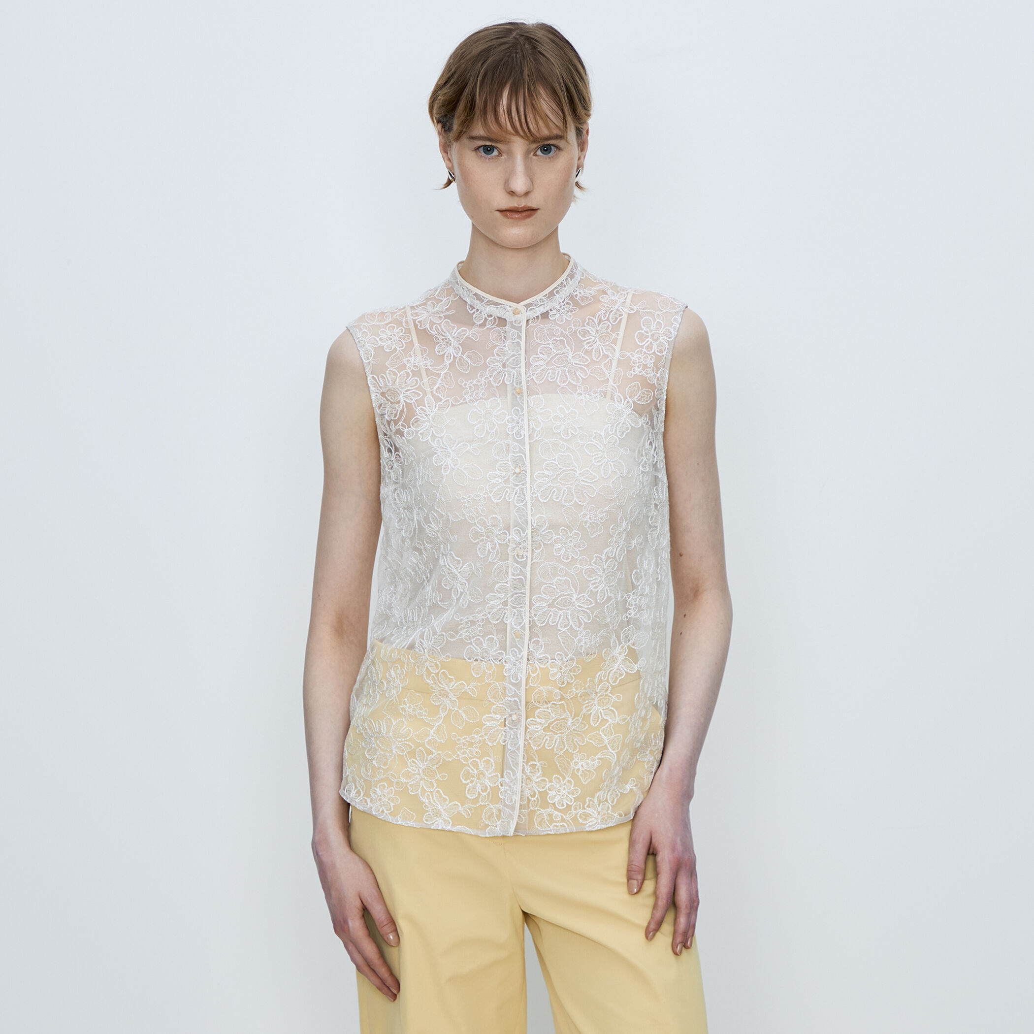 ローダンセエンブロイダリー パイピングレースブラウス