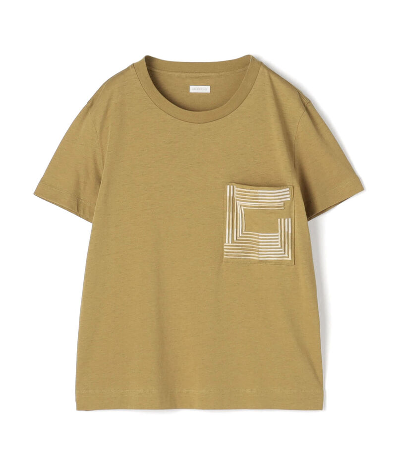 コットンリネンジャージー エンブロイダリーポケットプルオーバー