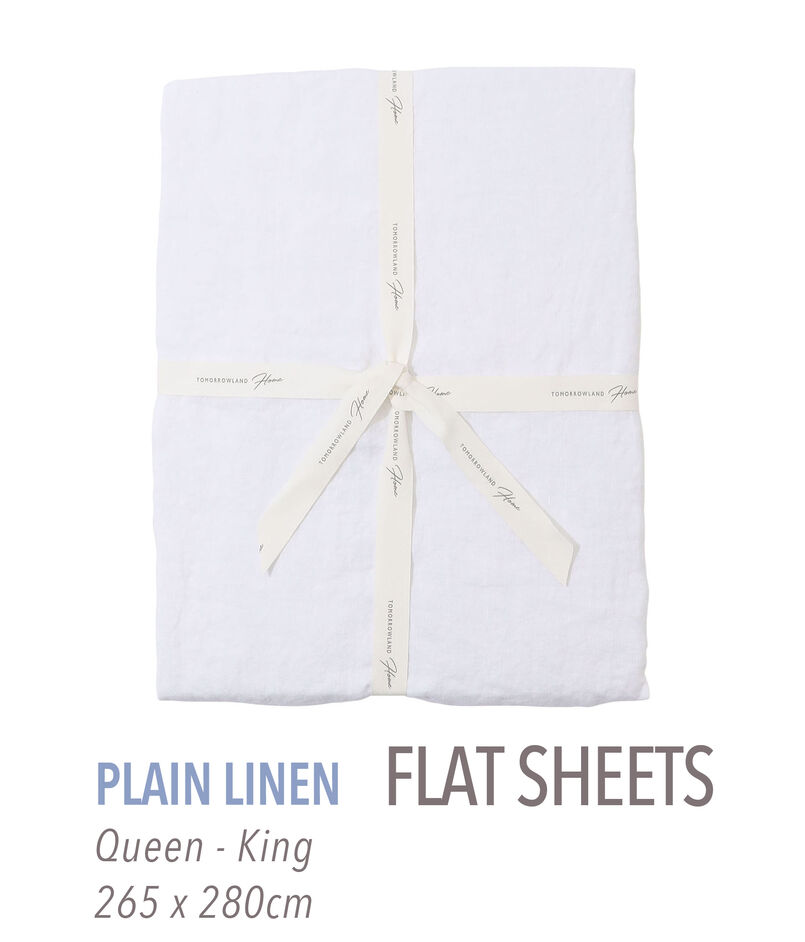 プレーンリネン フラットシーツ（クイーン～キング）