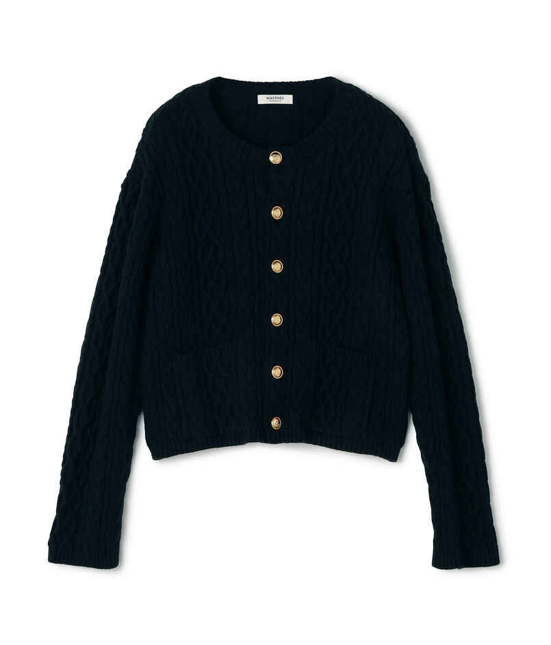 ハイブリットコットンケーブル クルーネックカーディガン