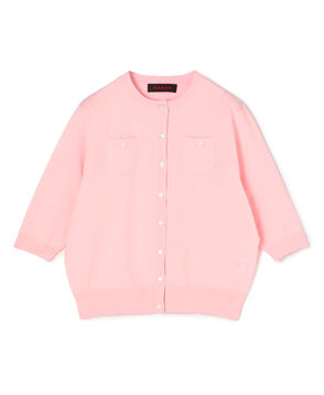 ファインポリエステル ハーフスリーブポケットカーディガン