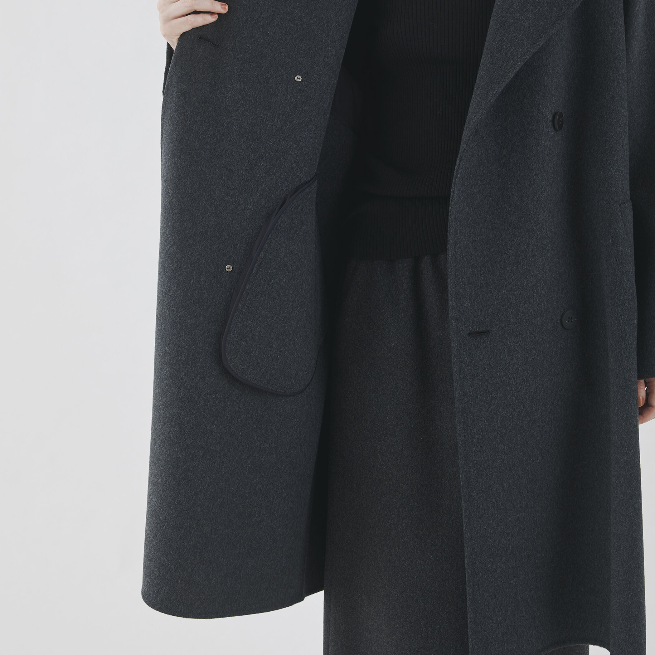 ウールダブルフェイス カラーレス トレンチコート｜トゥモローランド