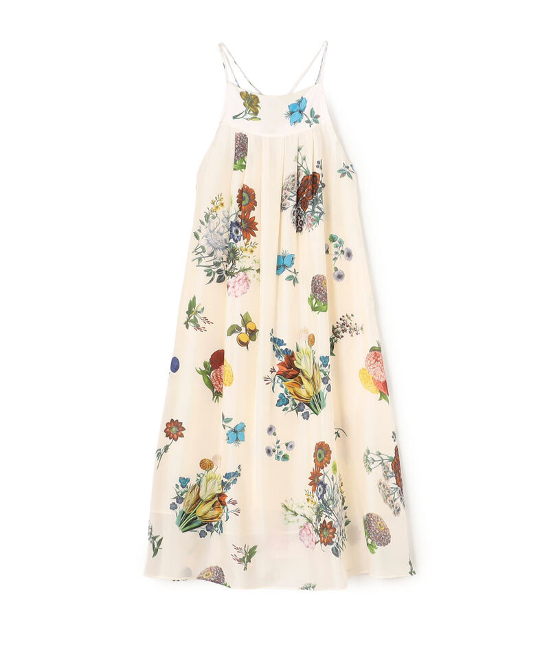 シルク BOUQUETプリント キャミソールワンピース