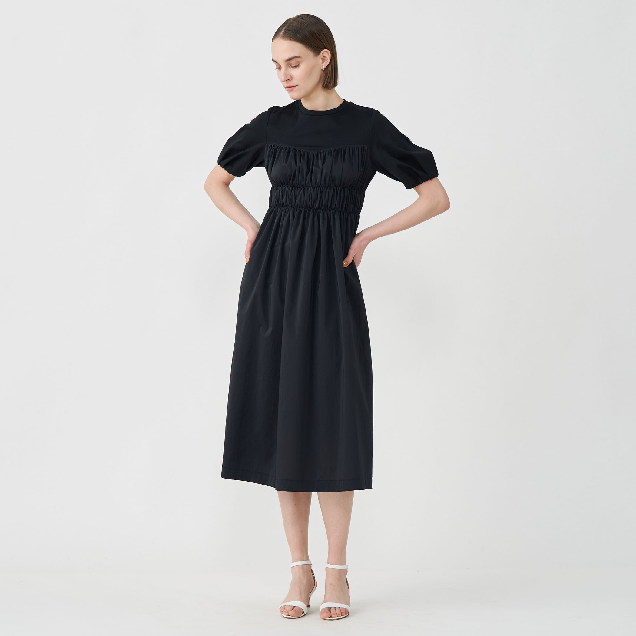 BALLSEY（ボールジィ）の「コットンジャージーコンビ シャーリングワンピース（ワンピース）」 - WEAR
