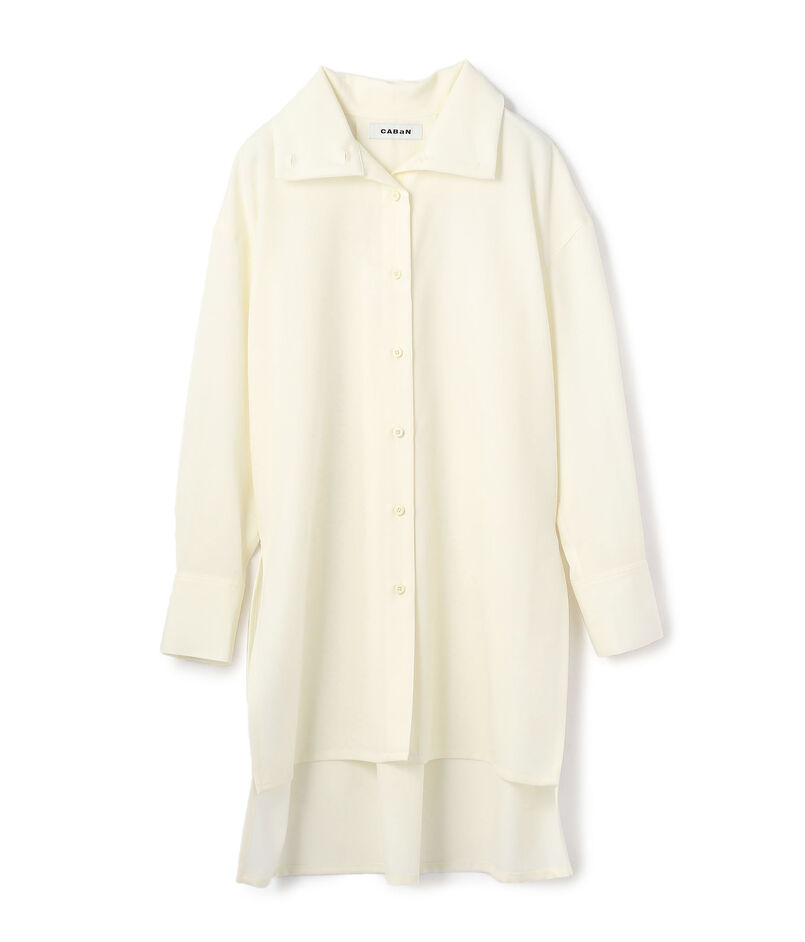 CABaN ウールツイル ハイネックロングシャツ