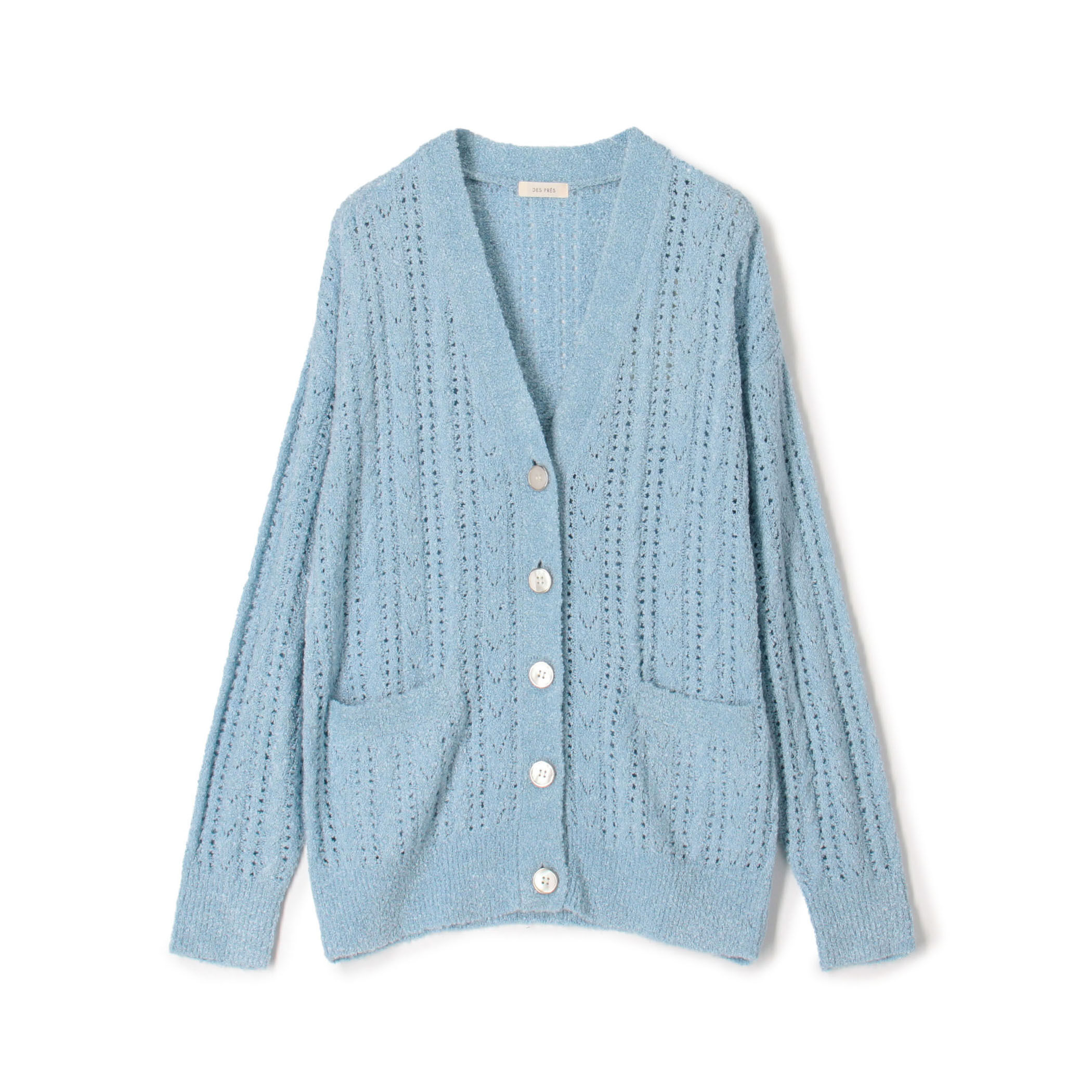 シルクループヤーン アイレット Vネックカーディガン